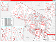 Bergen-Passaic Metro Area Wall Map Red Line Style